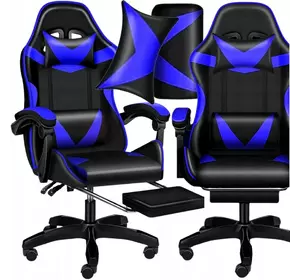 Кресло геймерское PLAYER с подставкой для ног Blue/Black (100002)